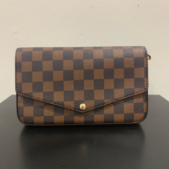 Chic Checkered Brown and Black Clutch - Picture 1 of 9